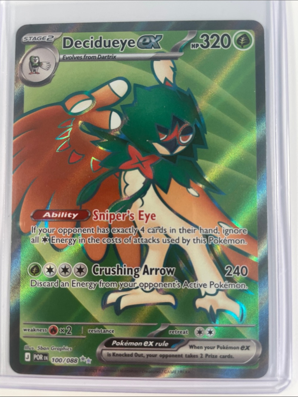 Pokemon Decidueye ex Holo - Green & Orange Artwork